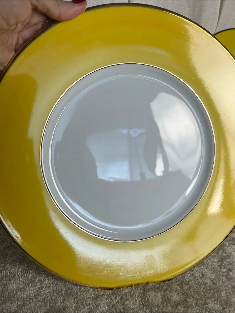 Porcelaines M P Samie-Limoges Yellow Charger Plates- Set of 4